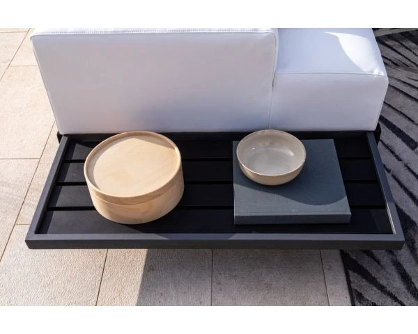 Canapé D'angle Extérieur Blanc Et Noir Imitation Cuir "Lakpura Beach" – Image 4