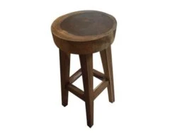 Tabouret Haut En Racine De Teck Modèle Unique "Farmer"