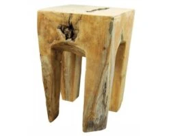 Tabouret Carré Teck Massif Brut "Farmer"