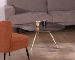 Table De Salon Ronde Avec Pieds Compas Et Plateau Gravé "Zeus"