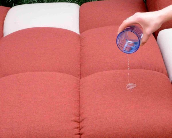 Salon D'extérieur Design Tissu Sunbrella Rouge Et Beige "Lazy Beach" Retour Droit – Image 4