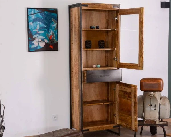 Colonne De Rangement Industrielle En Bois Et Métal Gris "Shade" – Image 3