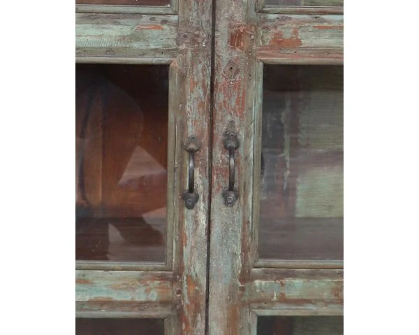 Vitrine Indienne En Bois Exotique, Verre Et Poignées Métal "Batti" – Image 3