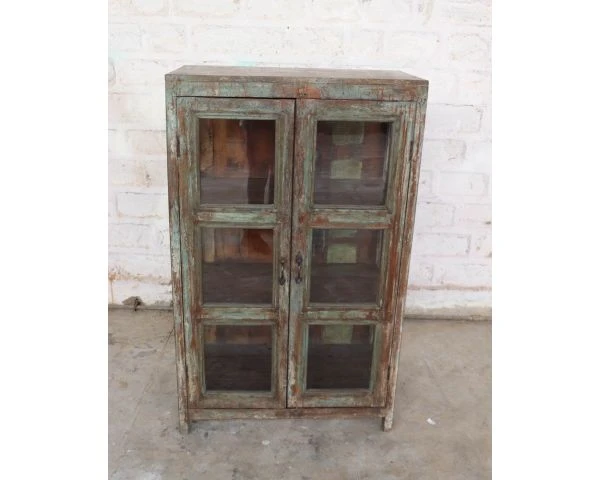 Vitrine Indienne En Bois Exotique, Verre Et Poignées Métal "Batti" – Image 2