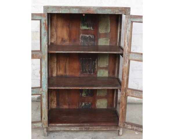 Vitrine Indienne En Bois Exotique, Verre Et Poignées Métal "Batti" – Image 5