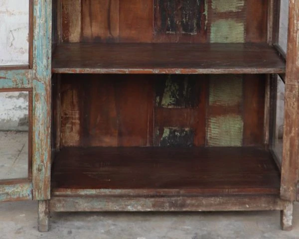 Vitrine Indienne En Bois Exotique, Verre Et Poignées Métal "Batti" – Image 6