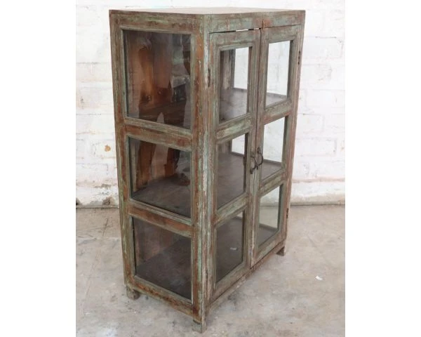 Vitrine Indienne En Bois Exotique, Verre Et Poignées Métal "Batti" – Image 7