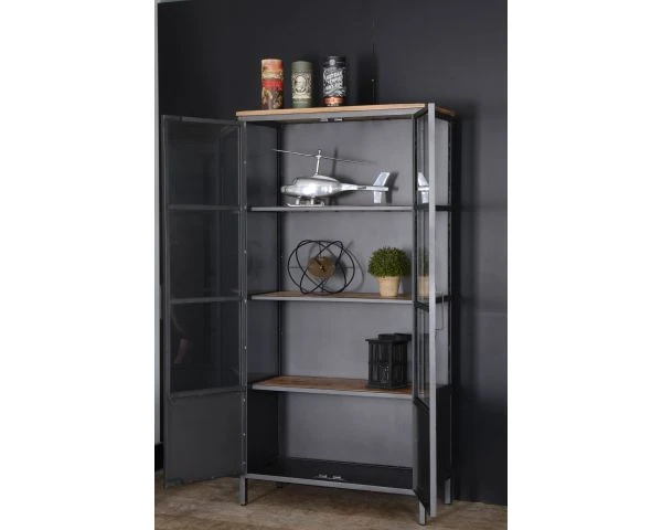 Bibliothèque Factory En Métal Gris Indus Et étagères En Bois "Downtoun" – Image 2