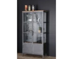 Bibliothèque Factory En Métal Gris Indus Et étagères En Bois "Downtoun"